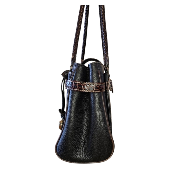 Brighton Laverne Retired Black Brown Pebbled Leather Shoulder Bag - Picture 4 of 16